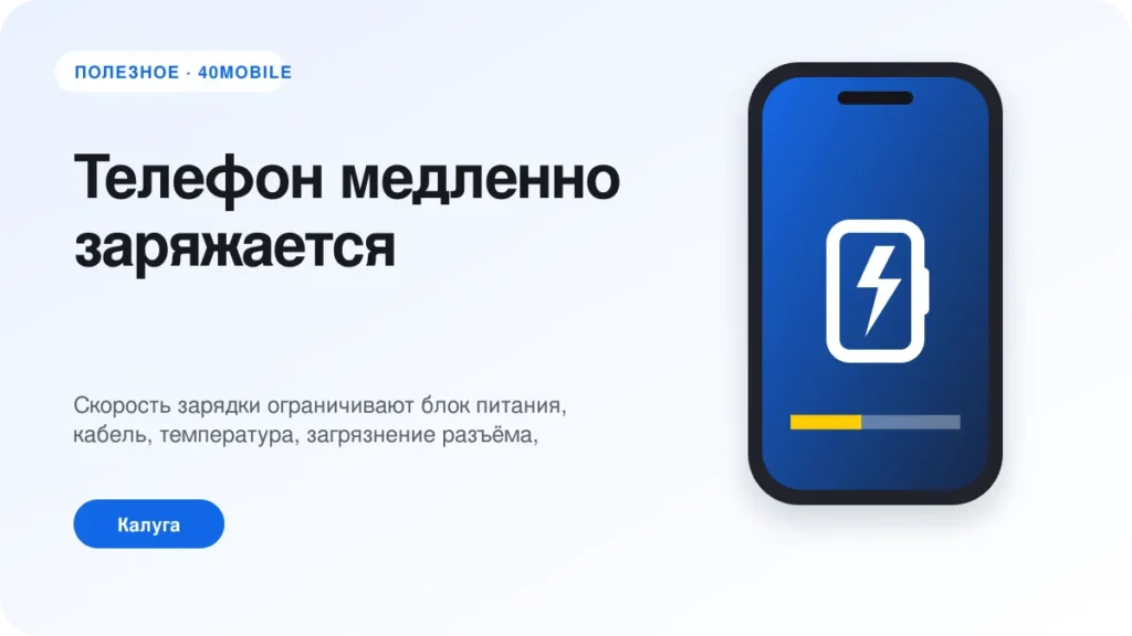 Телефон медленно заряжается: кабель, батарея или настройки — полезная статья 40mobile в Калуге