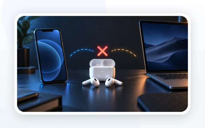 Иллюстрация к статье «AirPods не переключаются между телефоном и ноутбуком»