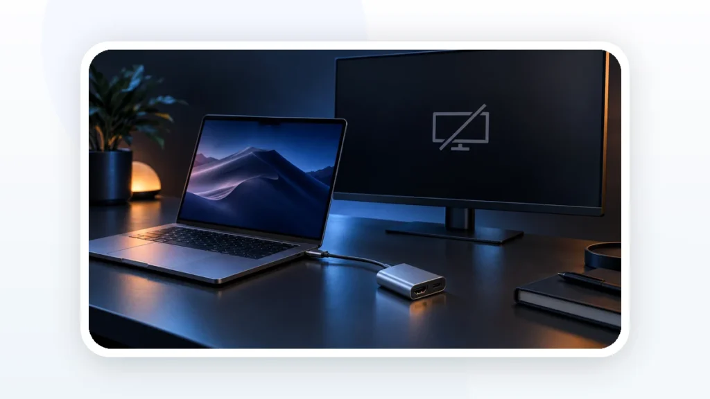 Иллюстрация к статье «MacBook не видит внешний монитор через USB-C»
