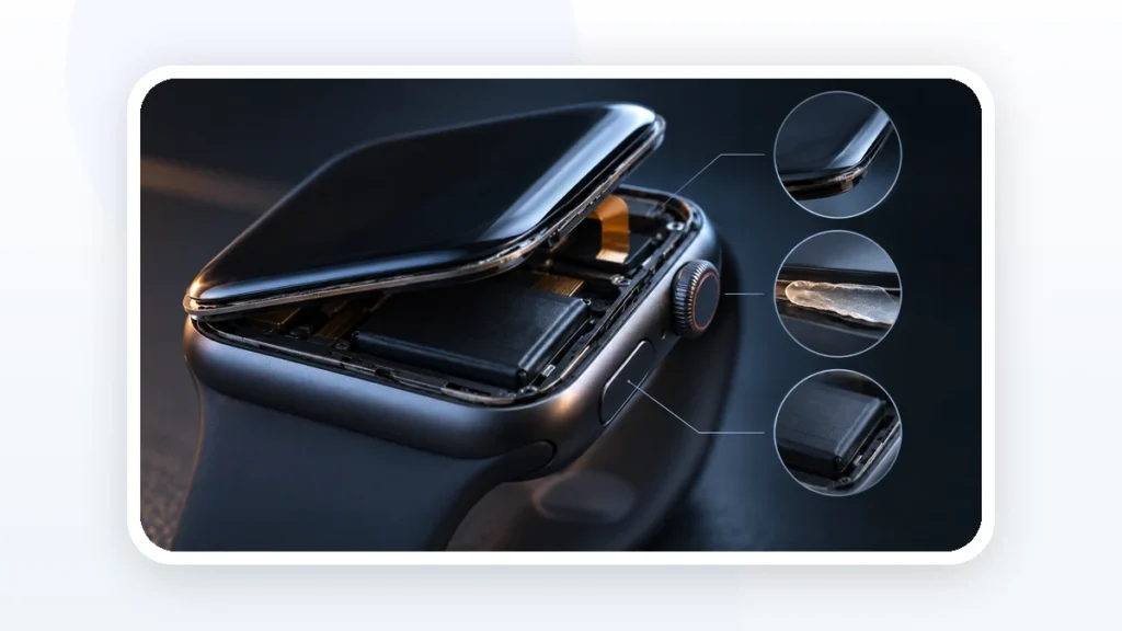 Иллюстрация к статье «На Apple Watch отклеился экран: стекло, клей или аккумулятор»