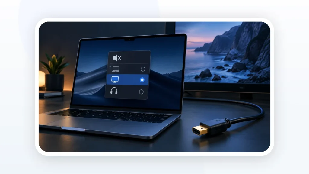 Иллюстрация к статье «На MacBook пропал звук после подключения HDMI»