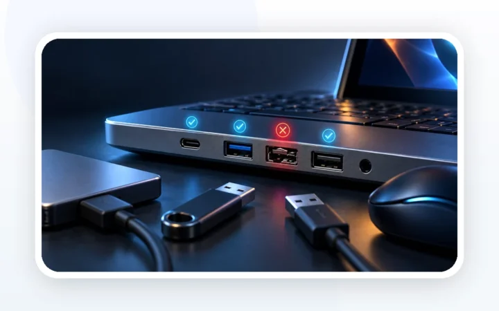 Иллюстрация к статье «У ноутбука сломался USB-порт: можно ли пользоваться остальными»