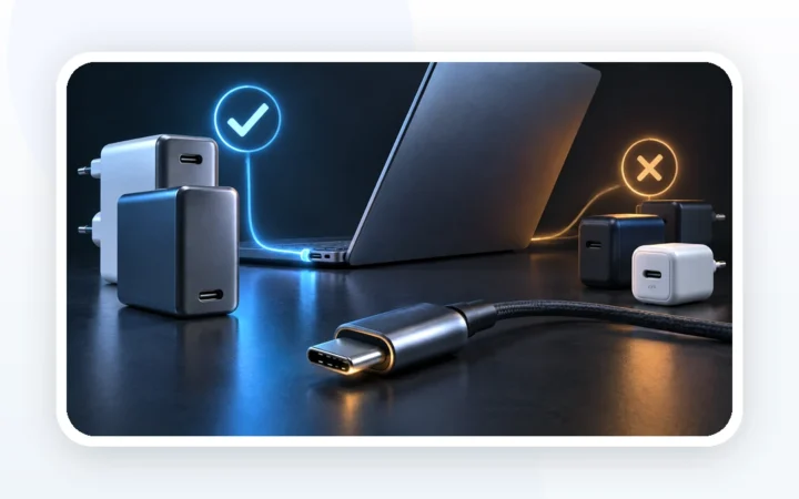 Иллюстрация к статье «Зарядка ноутбука через USB-C: почему одинаковый разъём не означает совместимость»